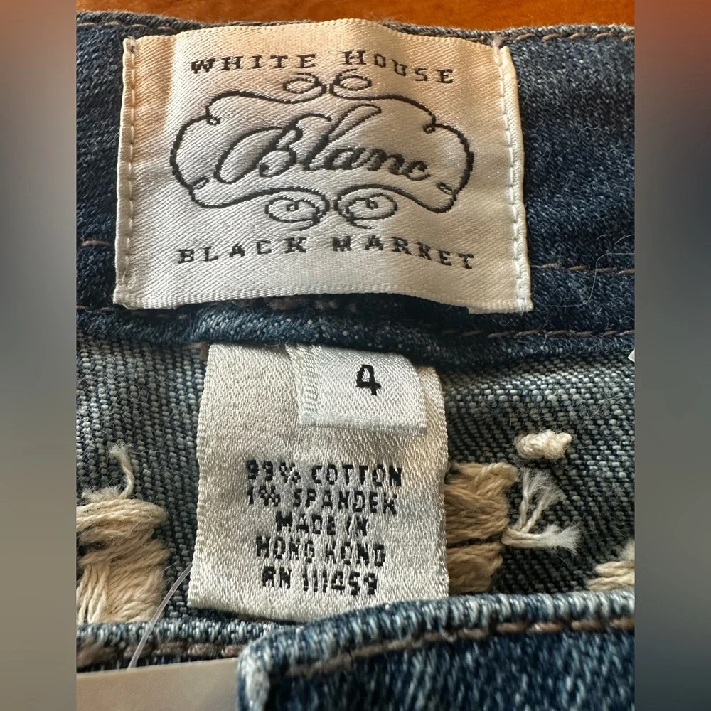 VTG WHBM Blanc Denim Jeans Hand Embroidered Bootcut NWT Y2K Floral 30x32 Size 4
